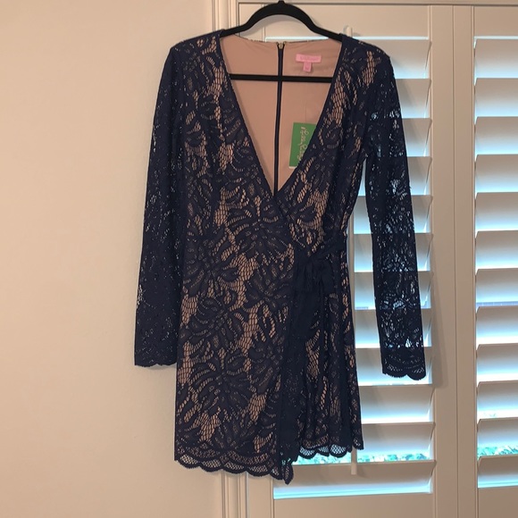 Lilly Pulitzer Pants - Lilly Pulitzer Navy Lace Romper